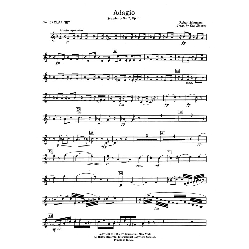 Adagio Symphony No. 2, Op. 61 - 2nd Bb Clarinet