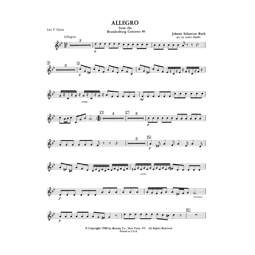 Allegro from Brandenburg Concerto No. 3 - 1st F Horn