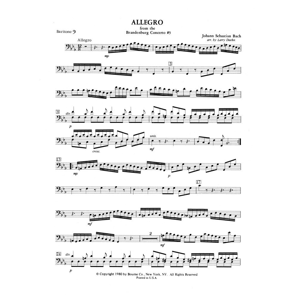 Allegro from Brandenburg Concerto No. 3 - Baritone B.C.