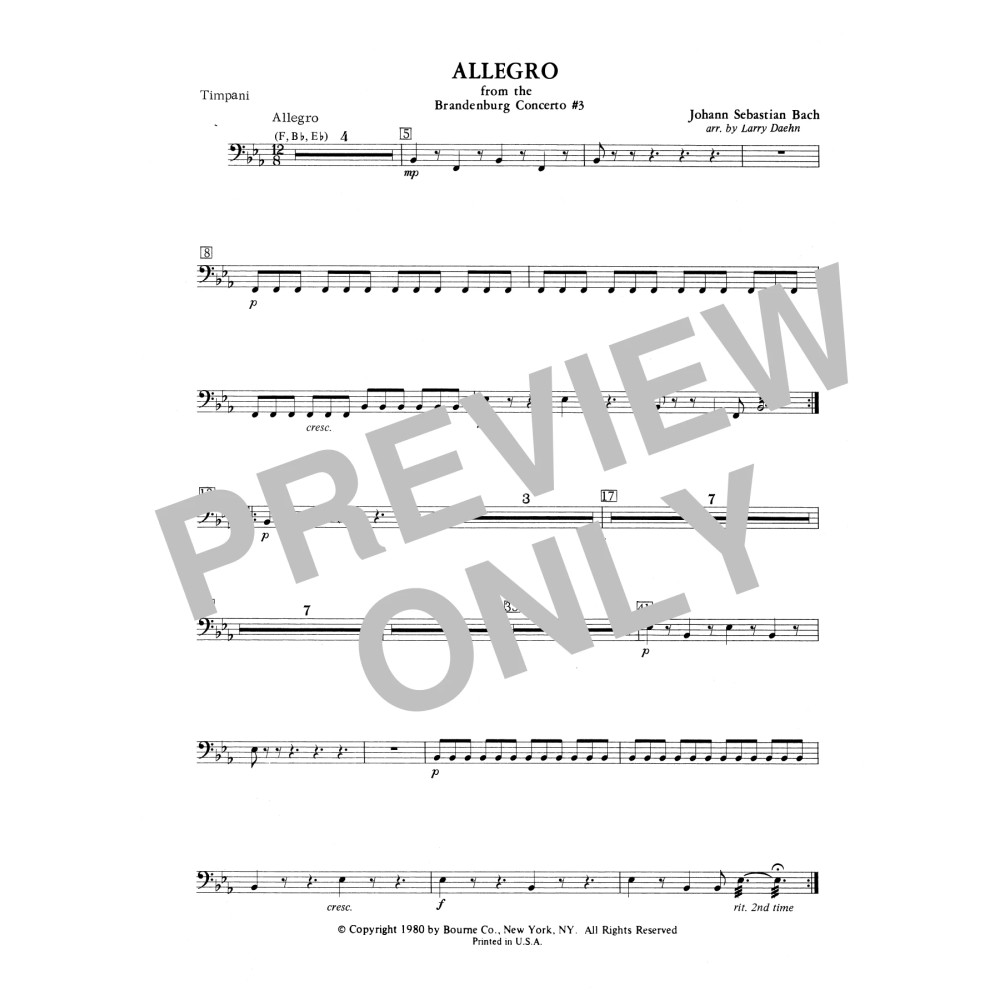 Allegro from Brandenburg Concerto No. 3 - Timpani