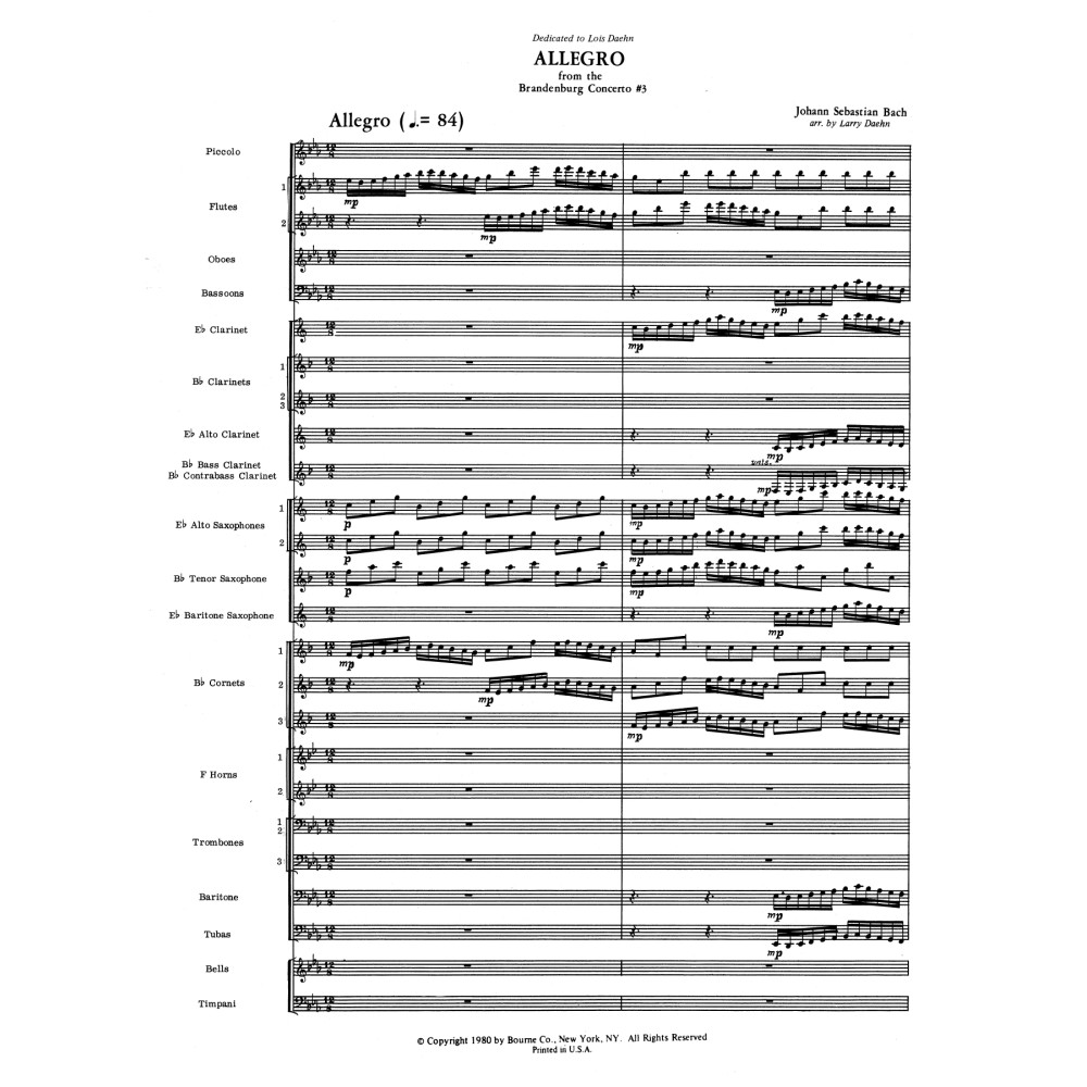 Allegro from Brandenburg Concerto No. 3 - Full Score