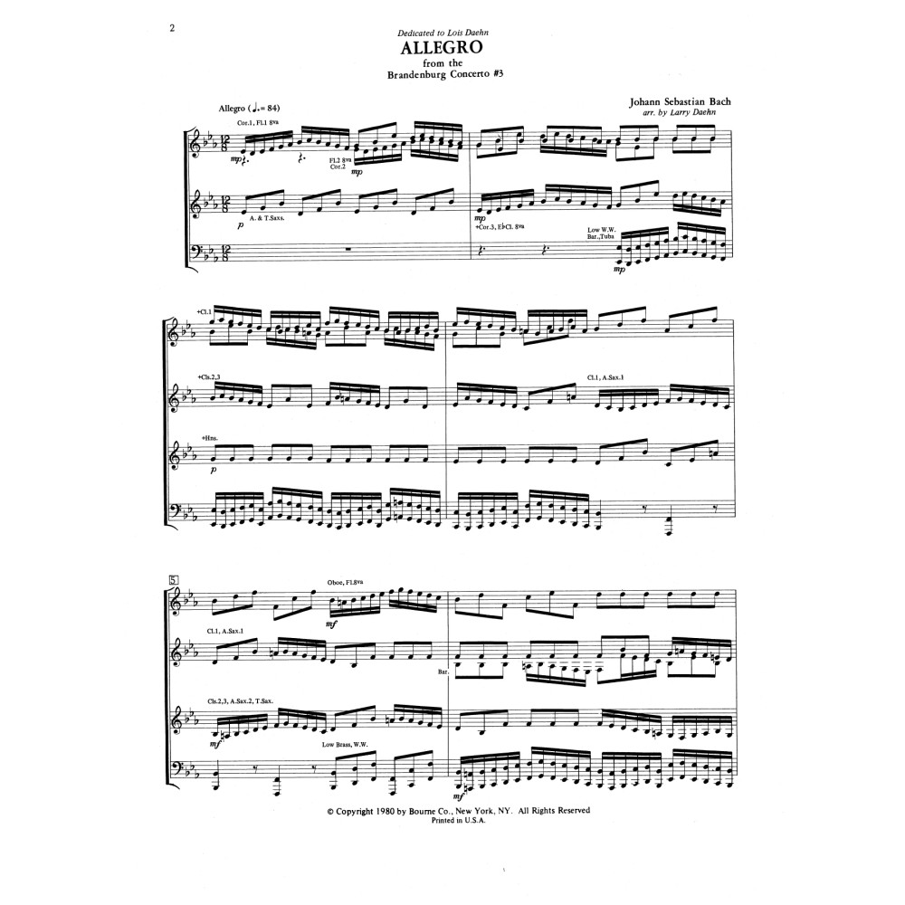 Allegro from Brandenburg Concerto No. 3 - Condensed Score