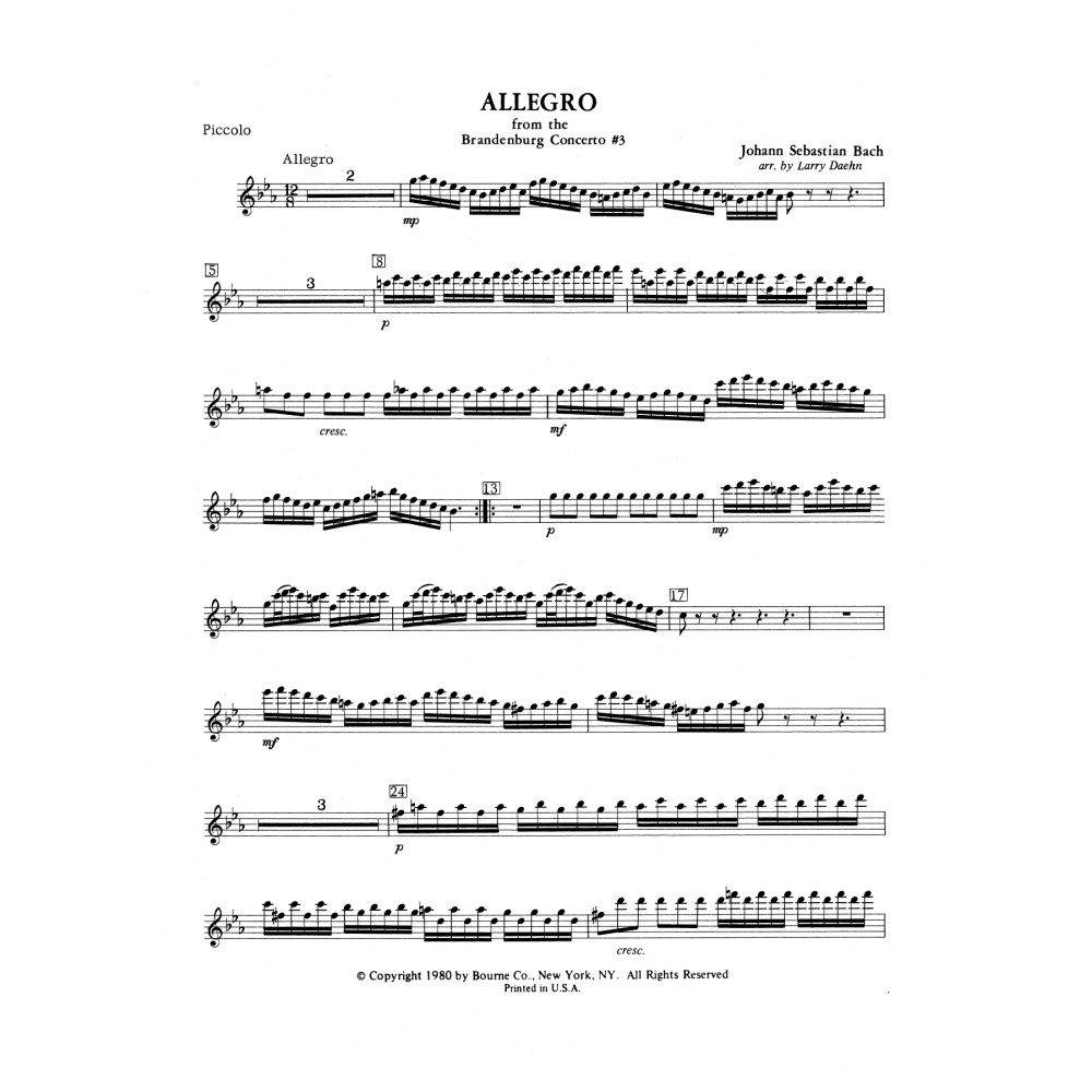 Allegro from Brandenburg Concerto No. 3 - Piccolo