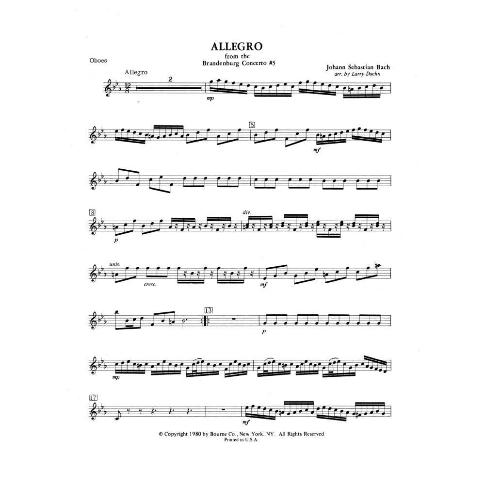 Allegro from Brandenburg Concerto No. 3 - Oboe