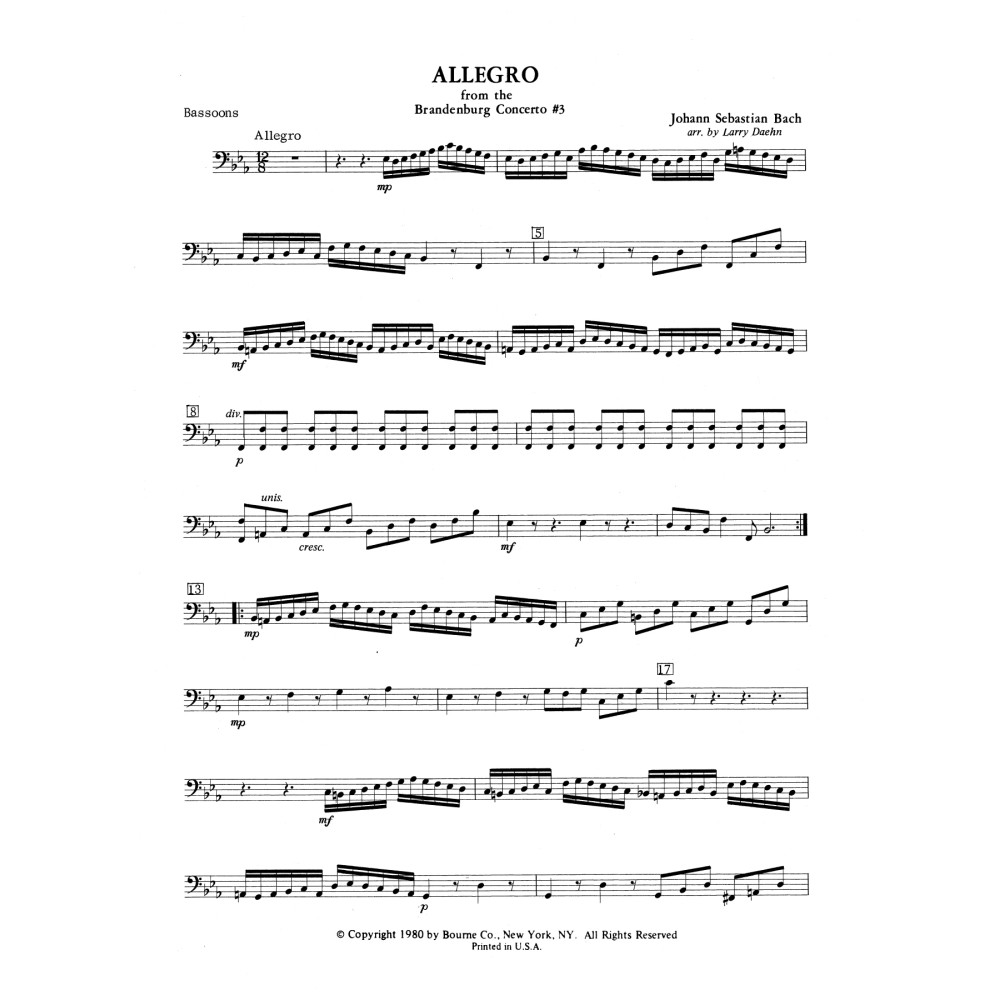 Allegro from Brandenburg Concerto No. 3 - Bassoon