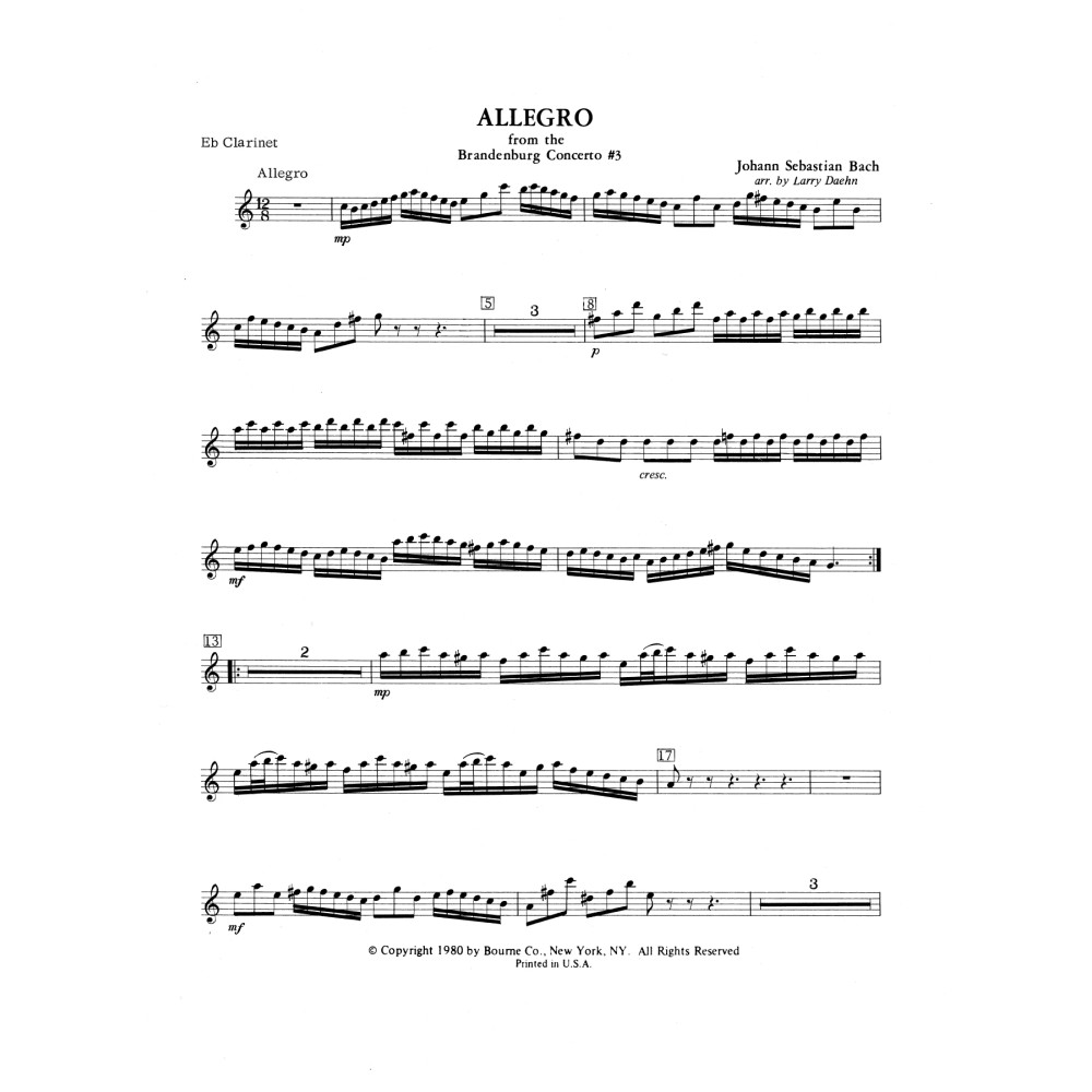 Allegro from Brandenburg Concerto No. 3 - Eb Clarinet