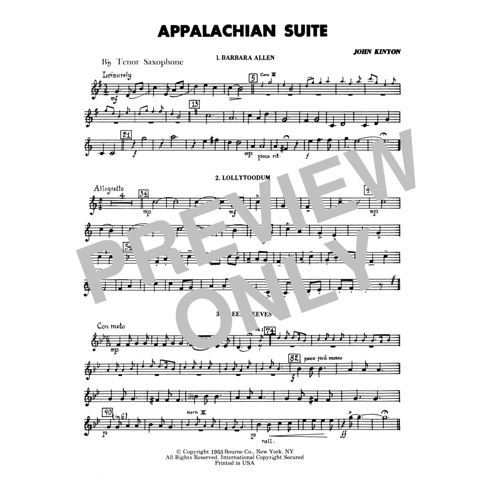 Appalachian Suite - Bb Tenor Sax