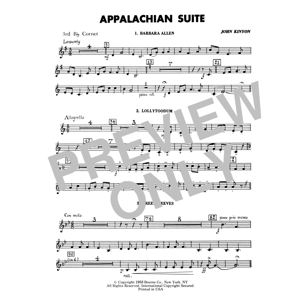 Appalachian Suite - 3rd Bb Cornet