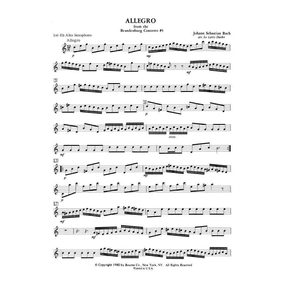 Allegro from Brandenburg Concerto No. 3 - Eb Alto Sax 1