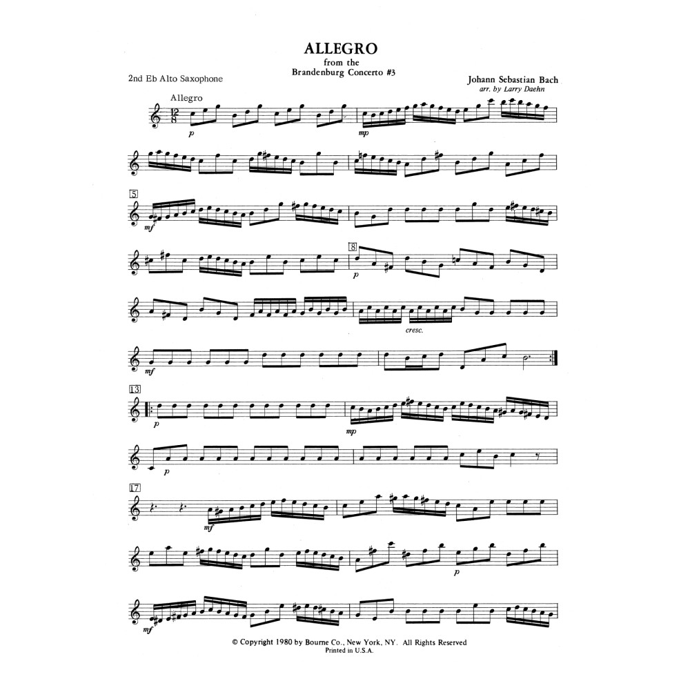 Allegro from Brandenburg Concerto No. 3 - Eb Alto Sax 2