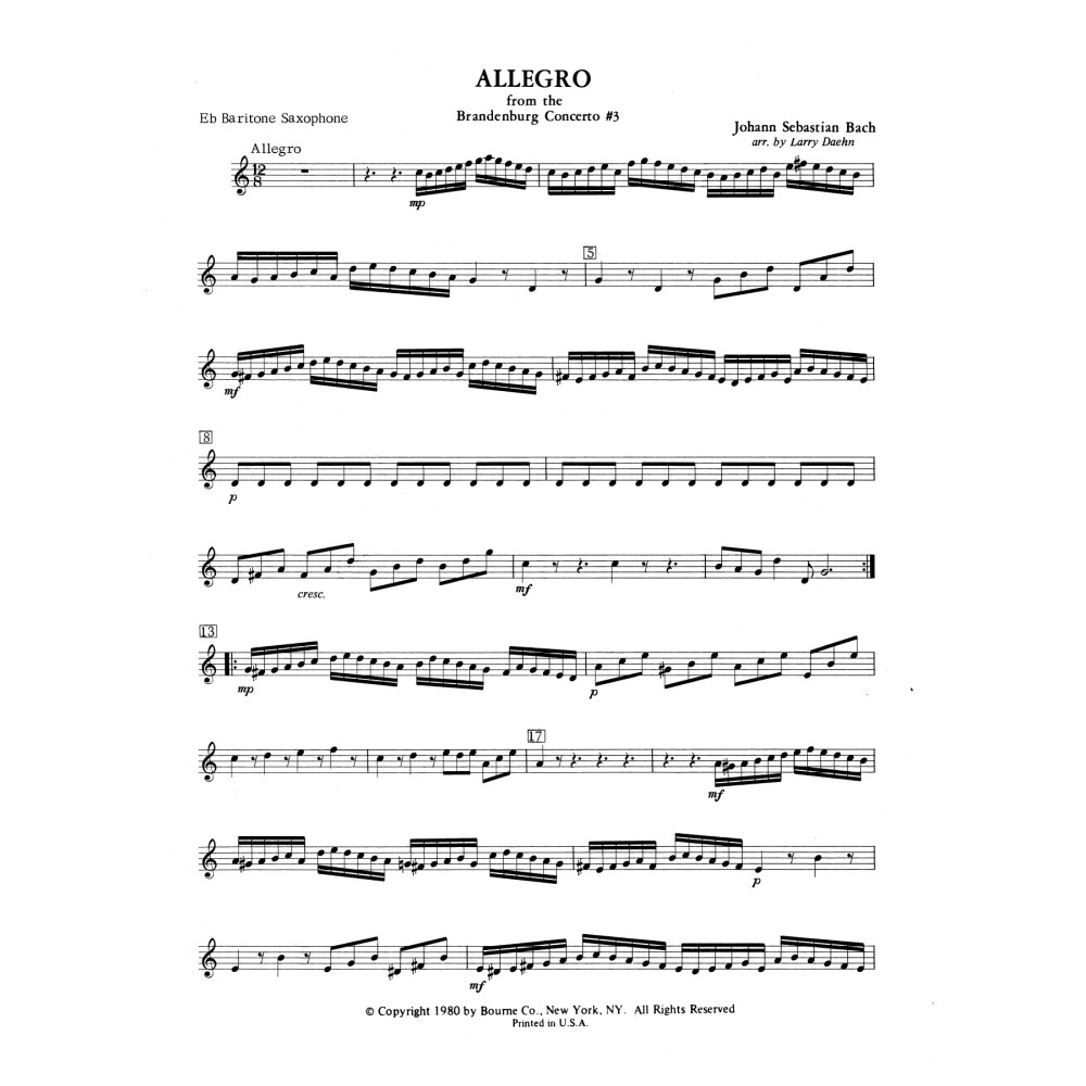 Allegro from Brandenburg Concerto No. 3 - Eb Baritone Sax