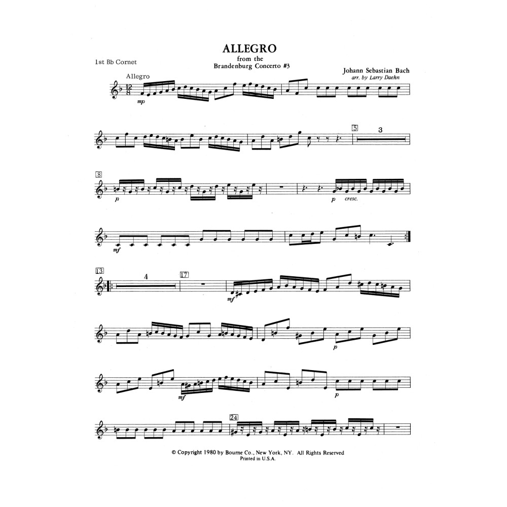 Allegro from Brandenburg Concerto No. 3 - 1st Bb Cornet