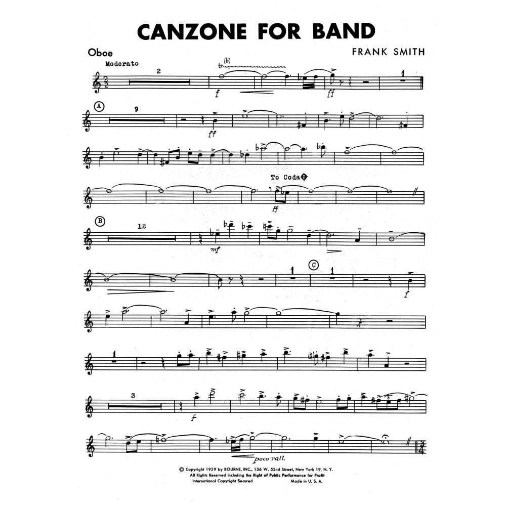 Canzone For Band - Oboe