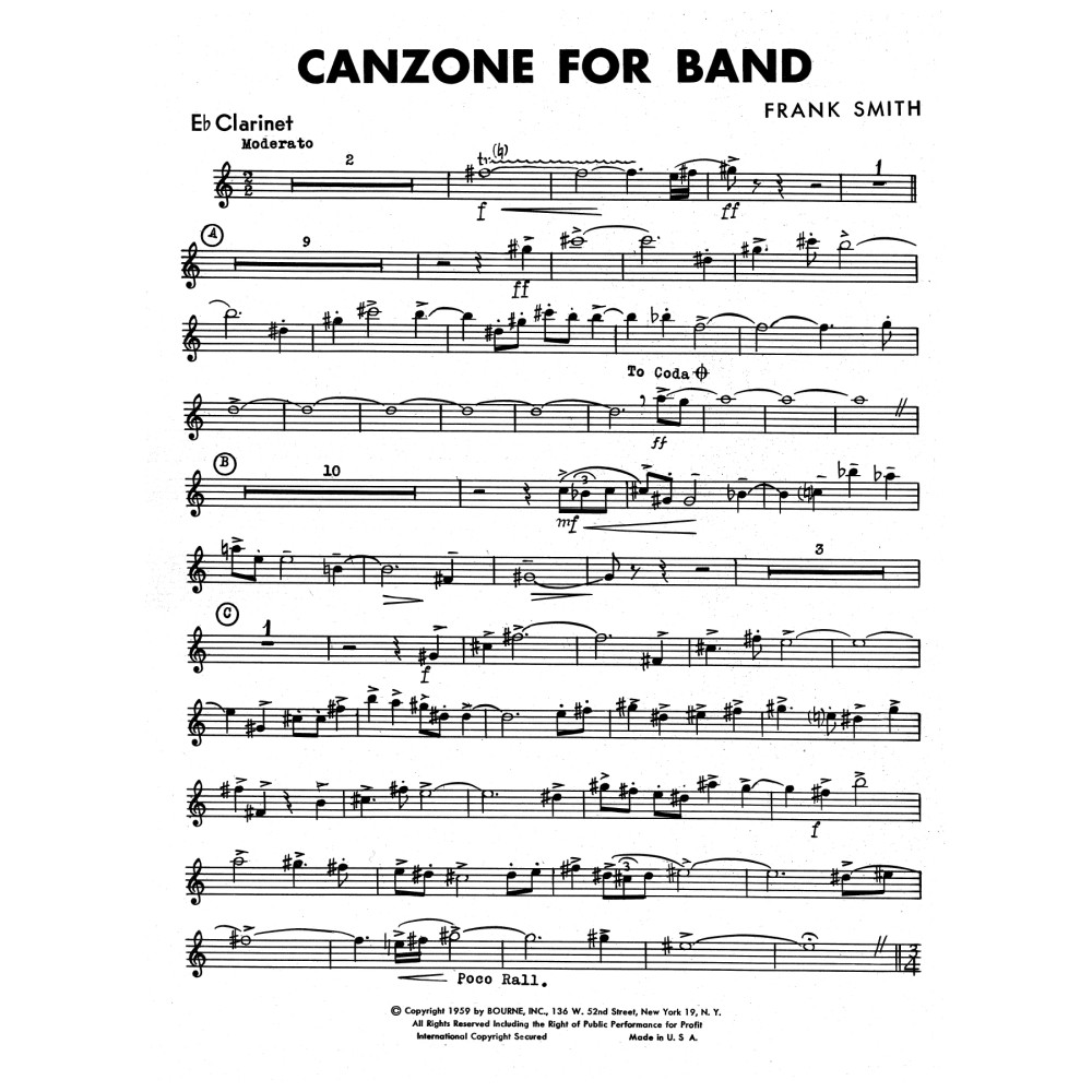 Canzone For Band - Eb Clarinet