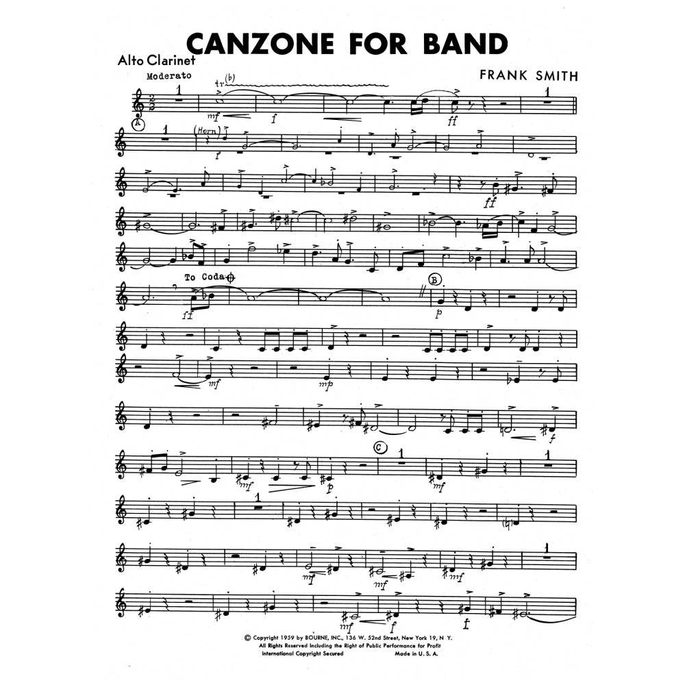 Canzone For Band - Alto Clarinet