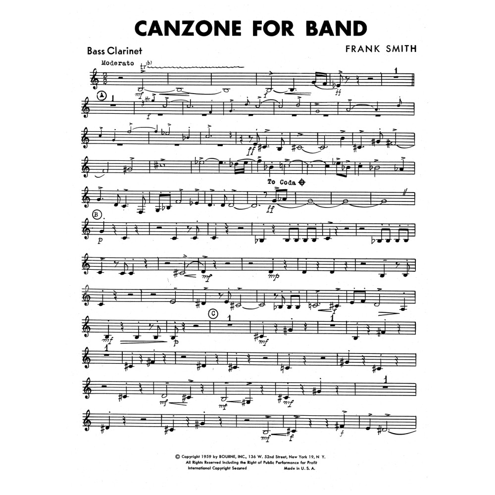 Canzone For Band - Bass Clarinet