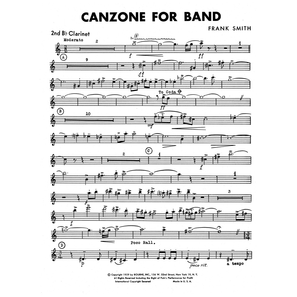 Canzone For Band - 2nd Bb Clarinet