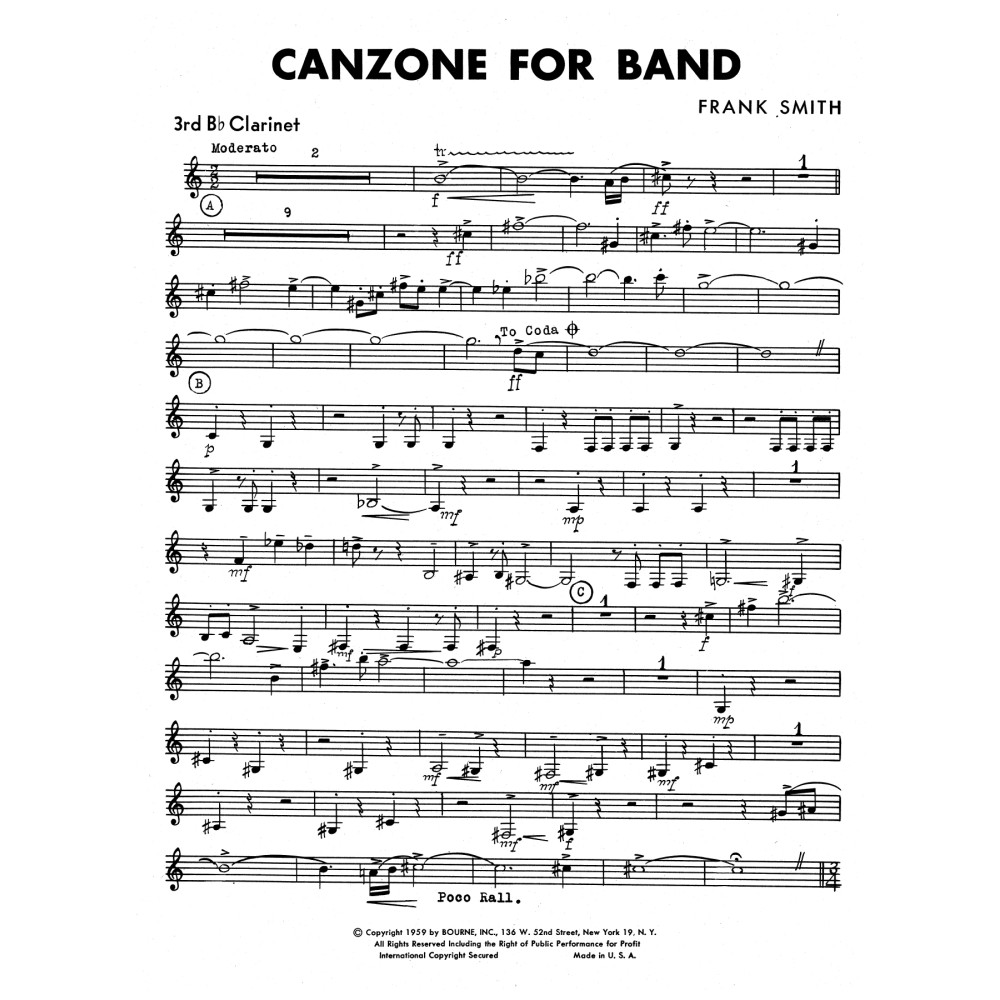 Canzone For Band - 3rd Bb Clarinet