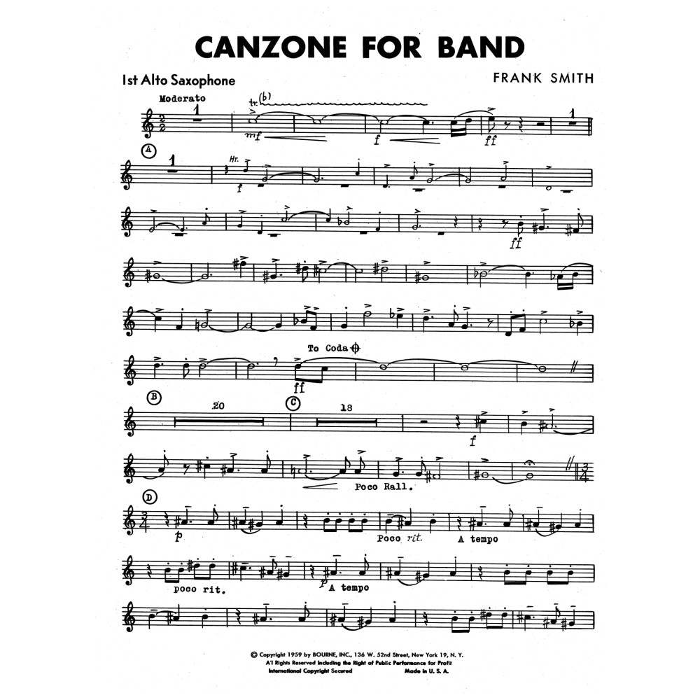 Canzone For Band - 1st Alto Saxophone