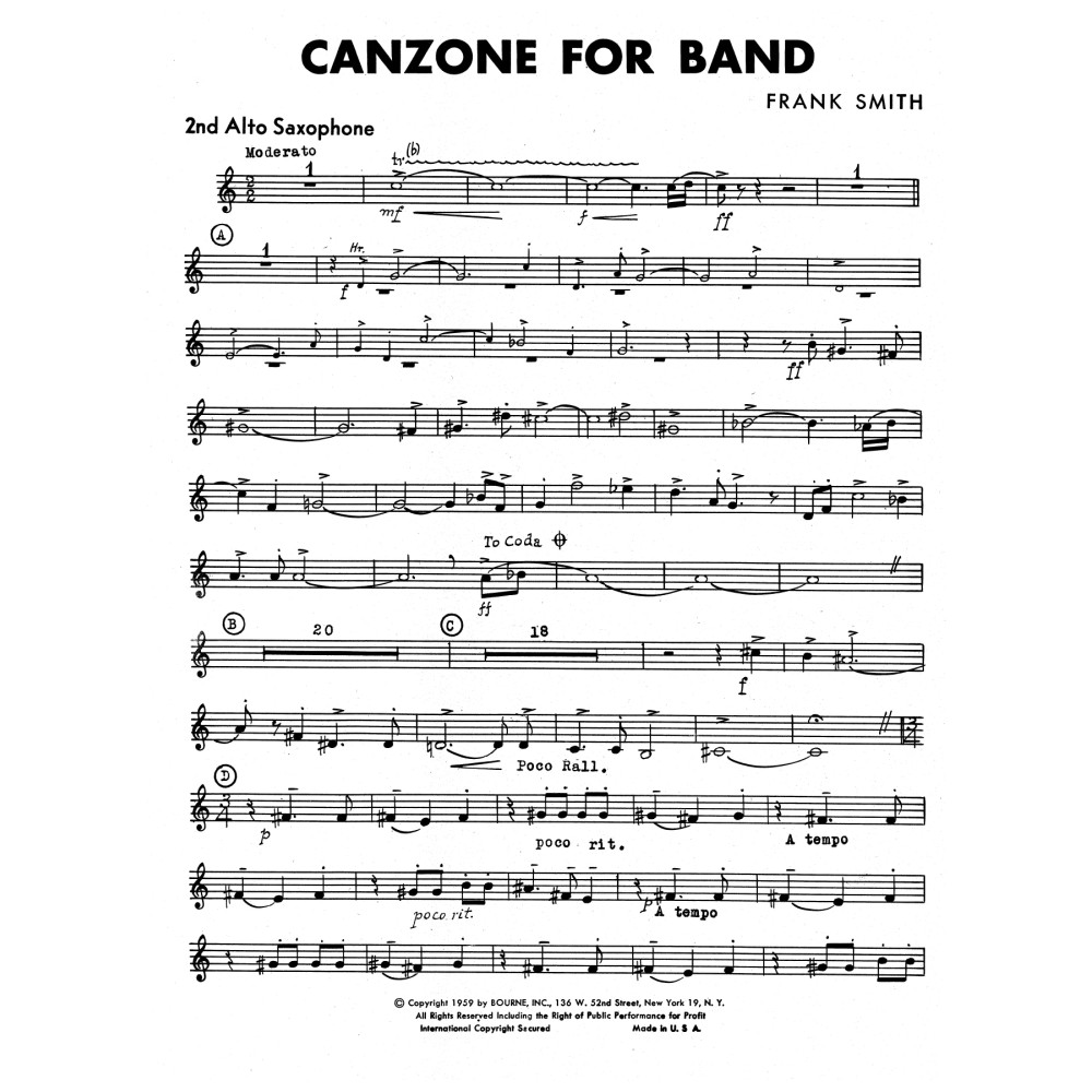 Canzone For Band - 2nd Alto Saxophone