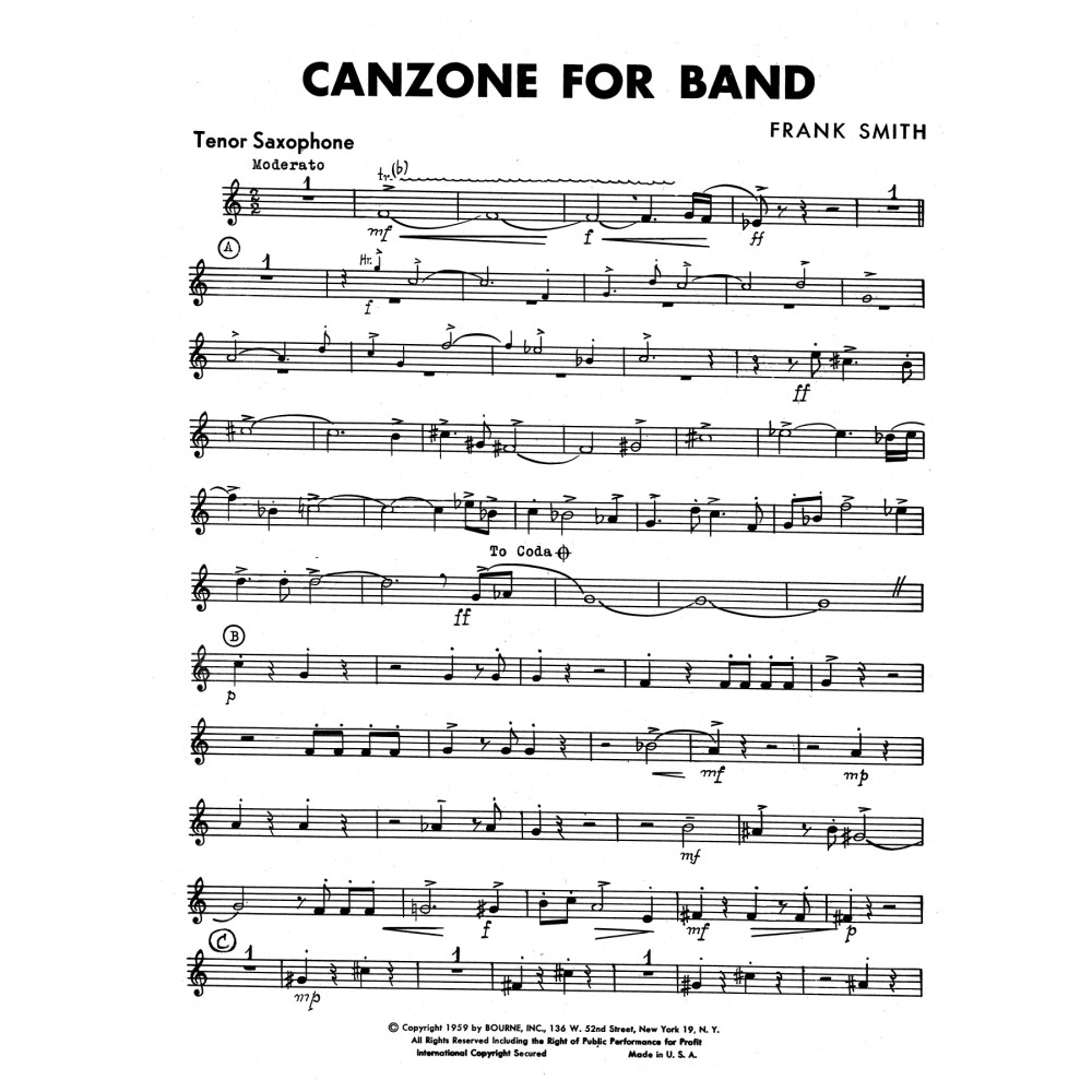 Canzone For Band - Tenor Sax