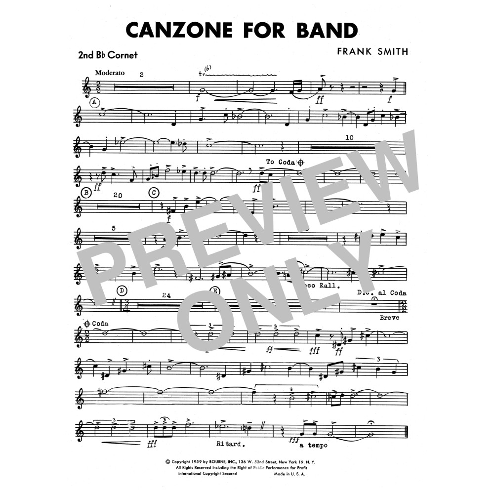 Canzone For Band - 2nd Bb Cornet