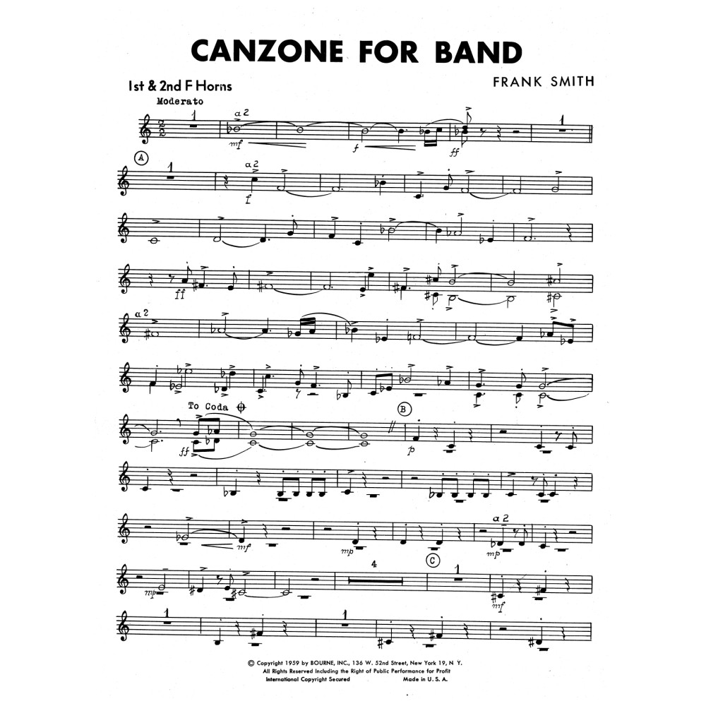 Canzone For Band - 1st & 2nd F Horn