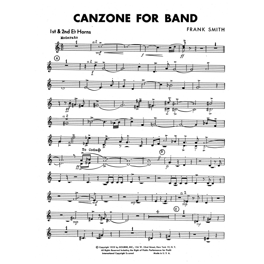 Canzone For Band - Eb Horn 1 & 2