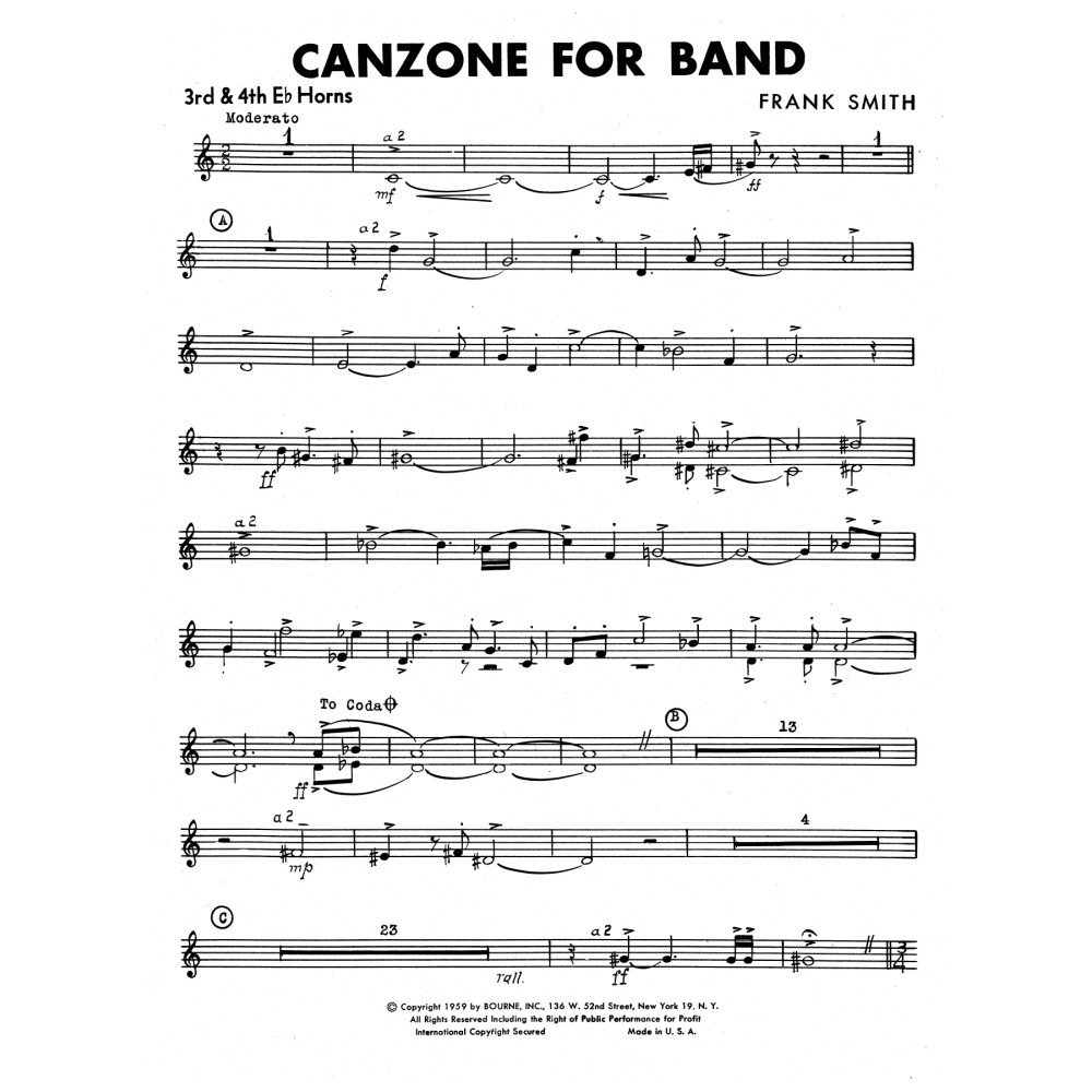 Canzone For Band - Eb Horn 3 & 4