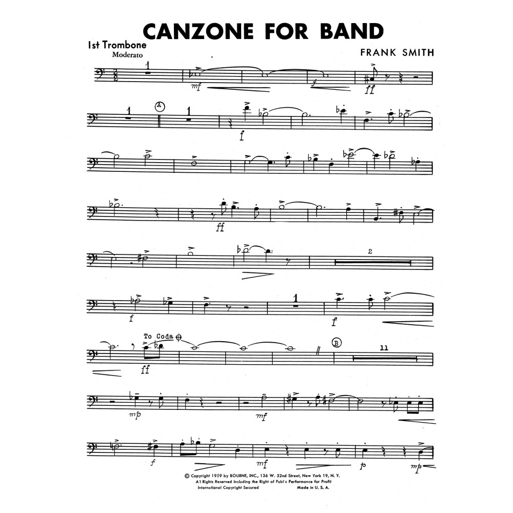 Canzone For Band - 1st Trombone