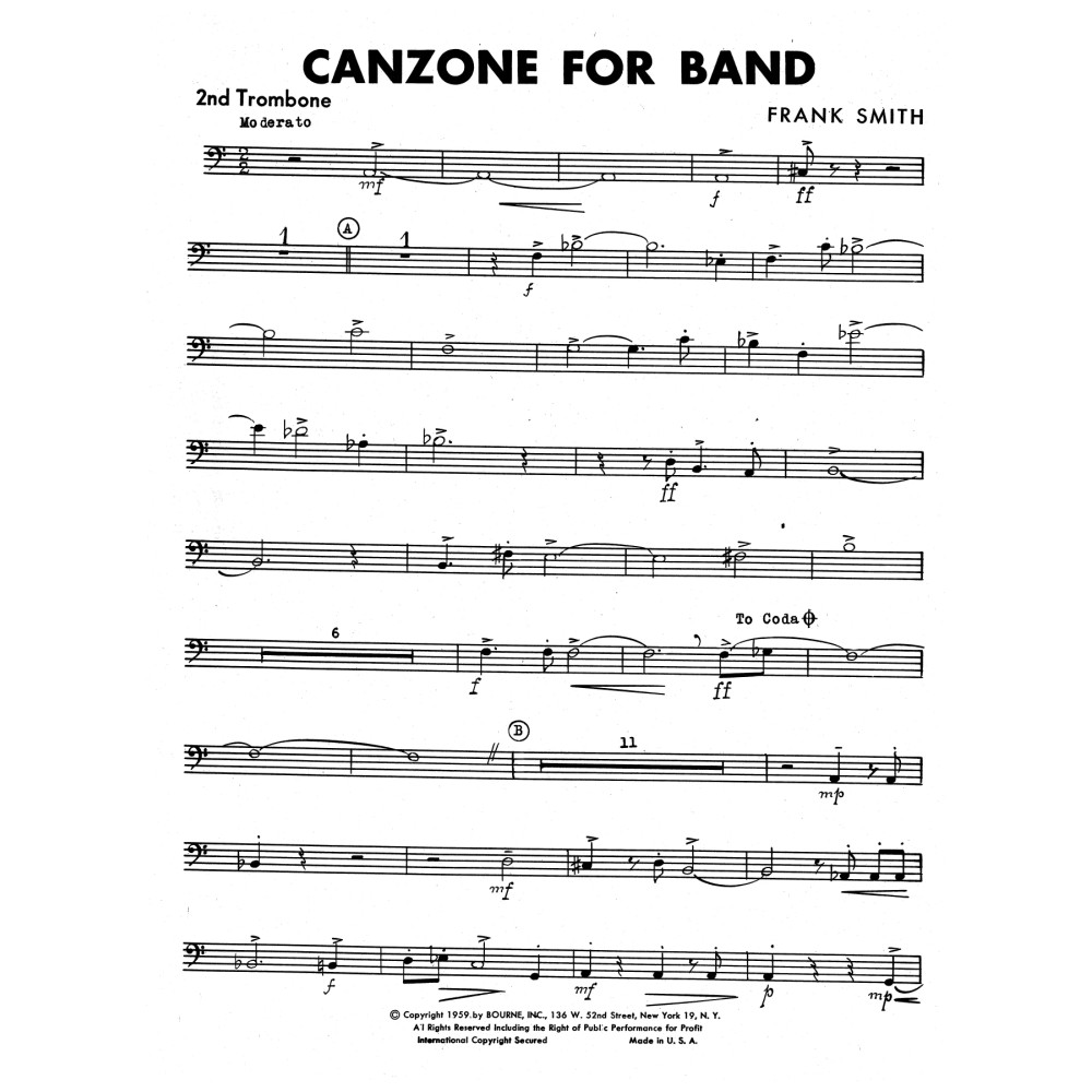 Canzone For Band - 2nd Trombone