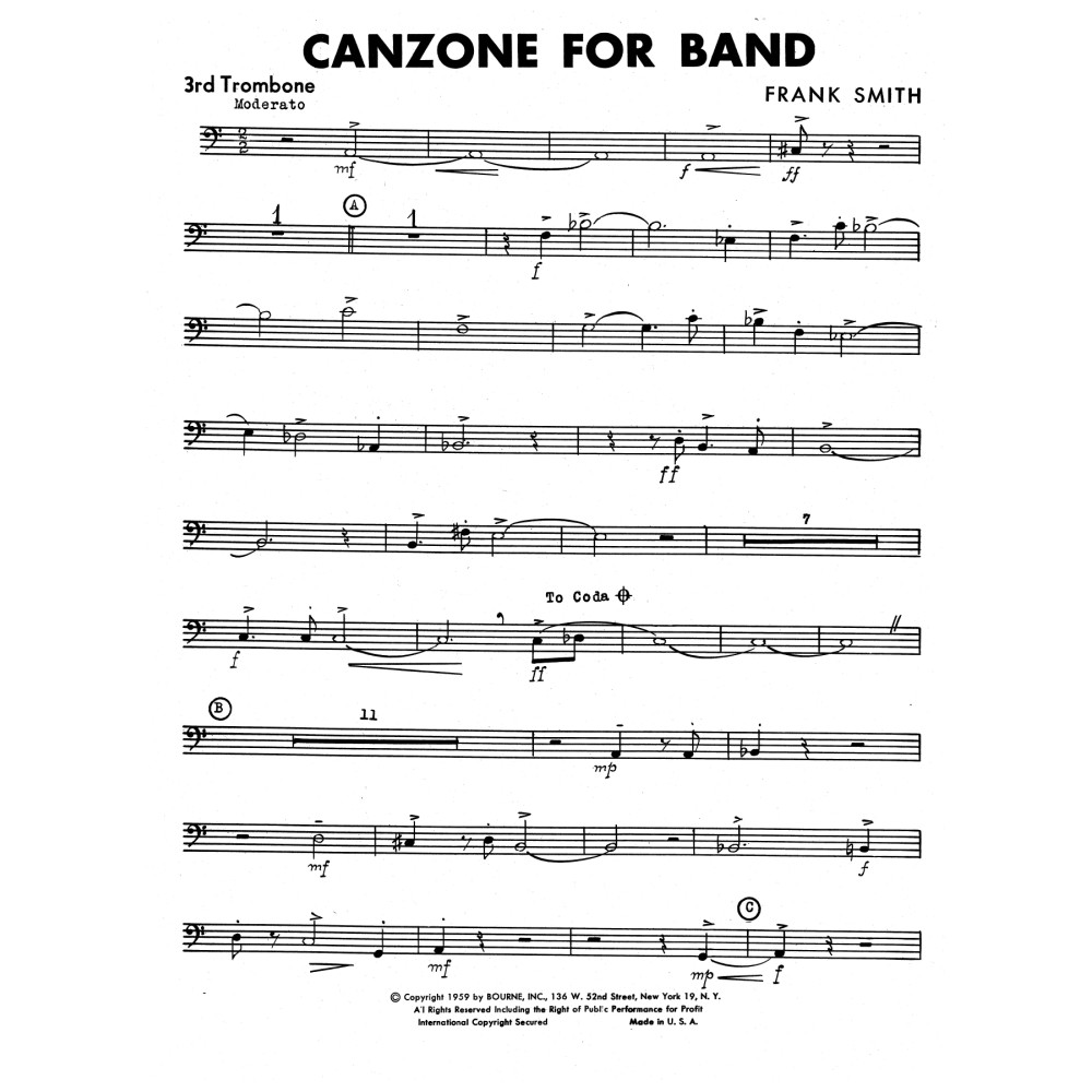 Canzone For Band - 3rd Trombone