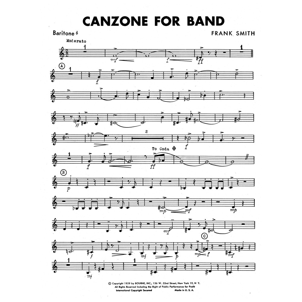 Canzone For Band - Baritone T.C.