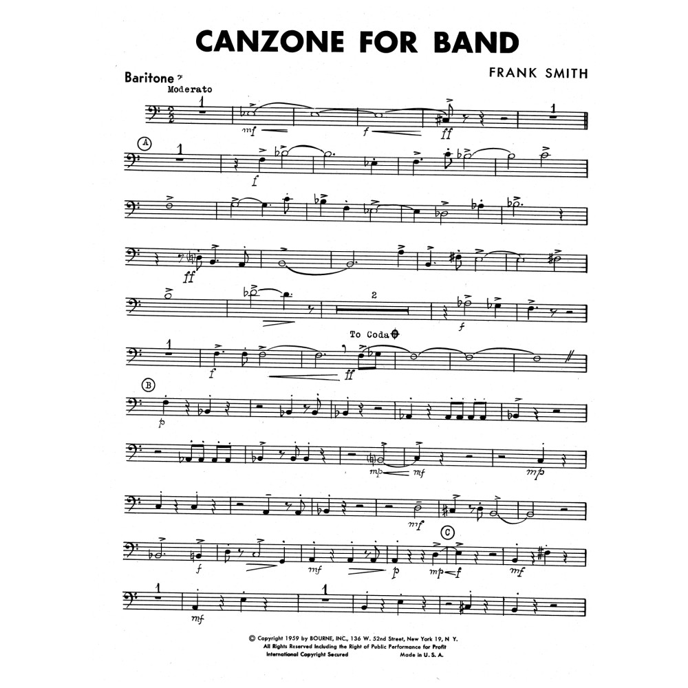 Canzone For Band - Baritone B.C.