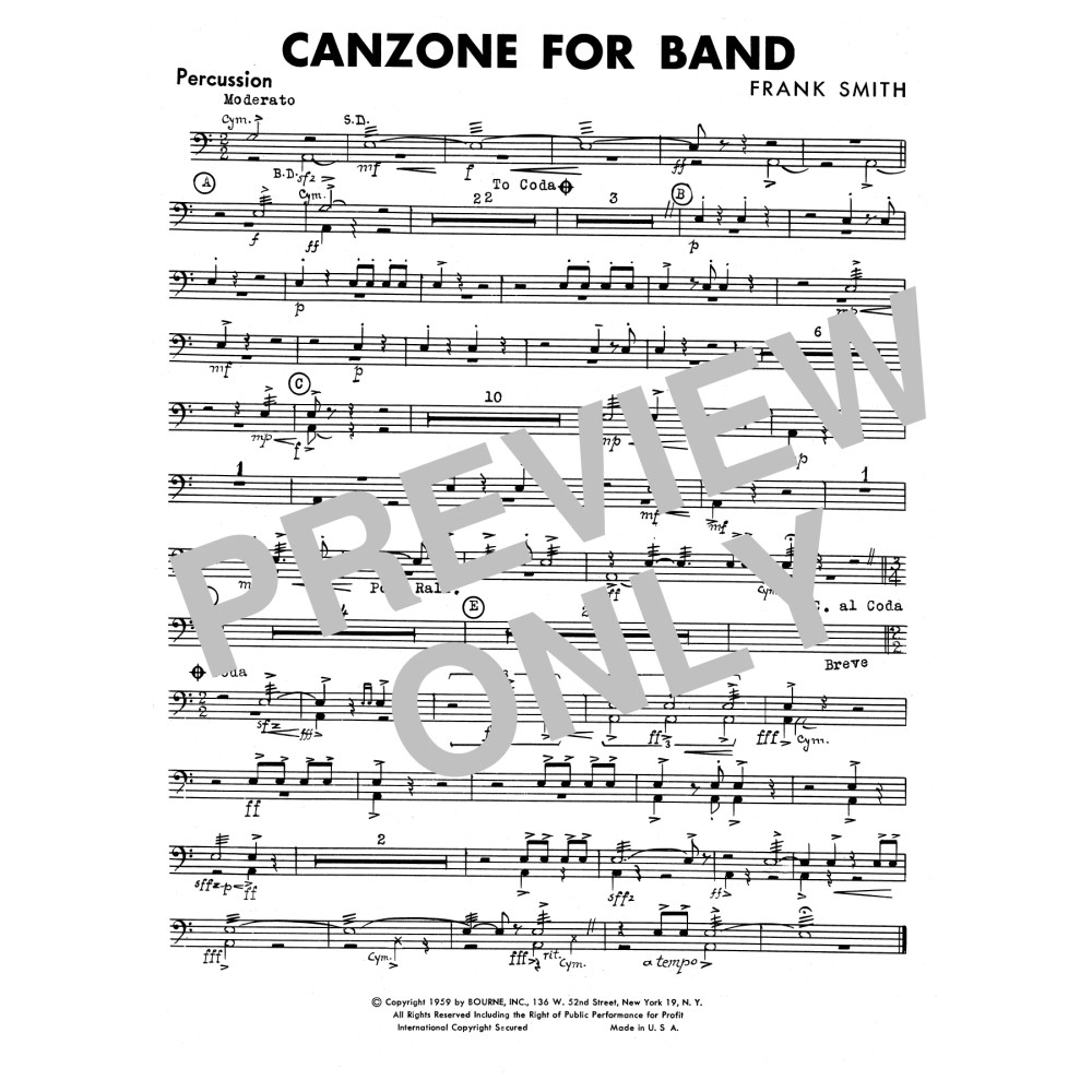 Canzone For Band - Percussion