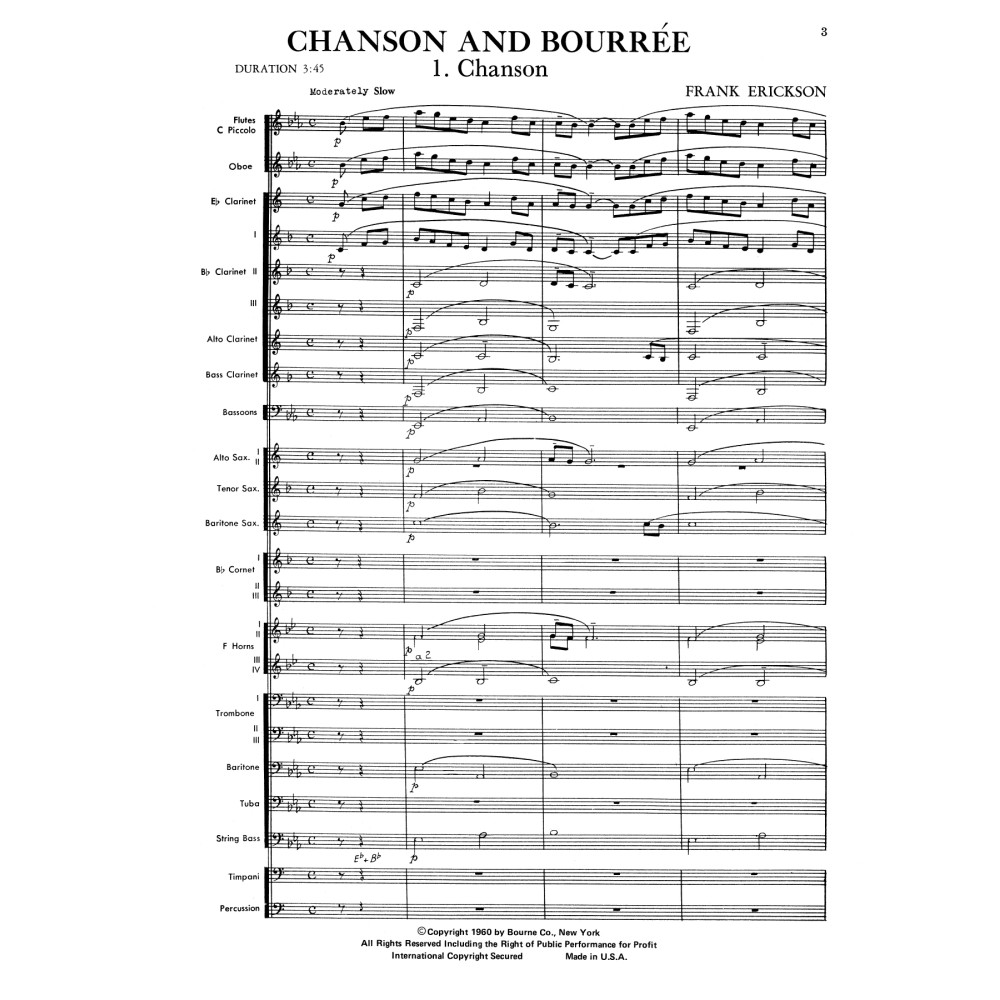Chanson And Bourree - Full Score