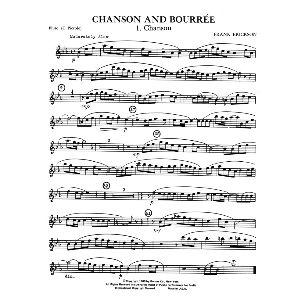 Chanson And Bourree - Flute (C Piccolo)