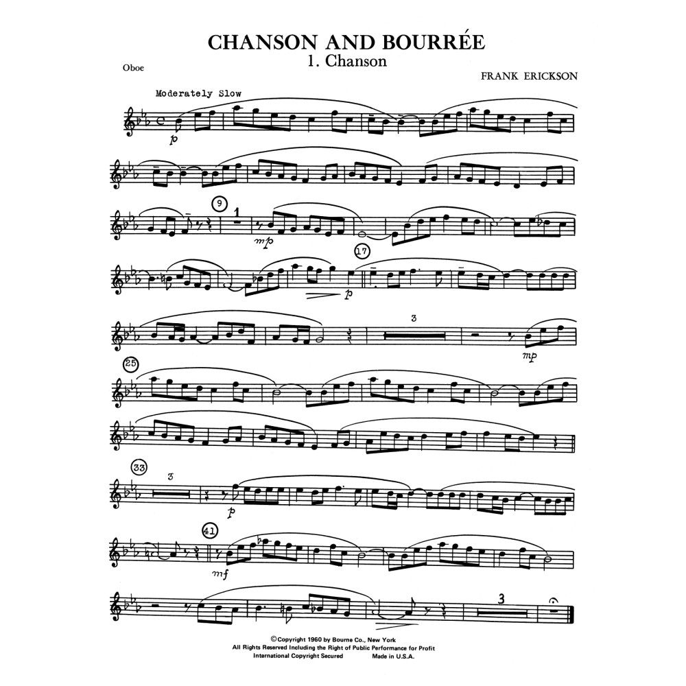 Chanson And Bourree - Oboe