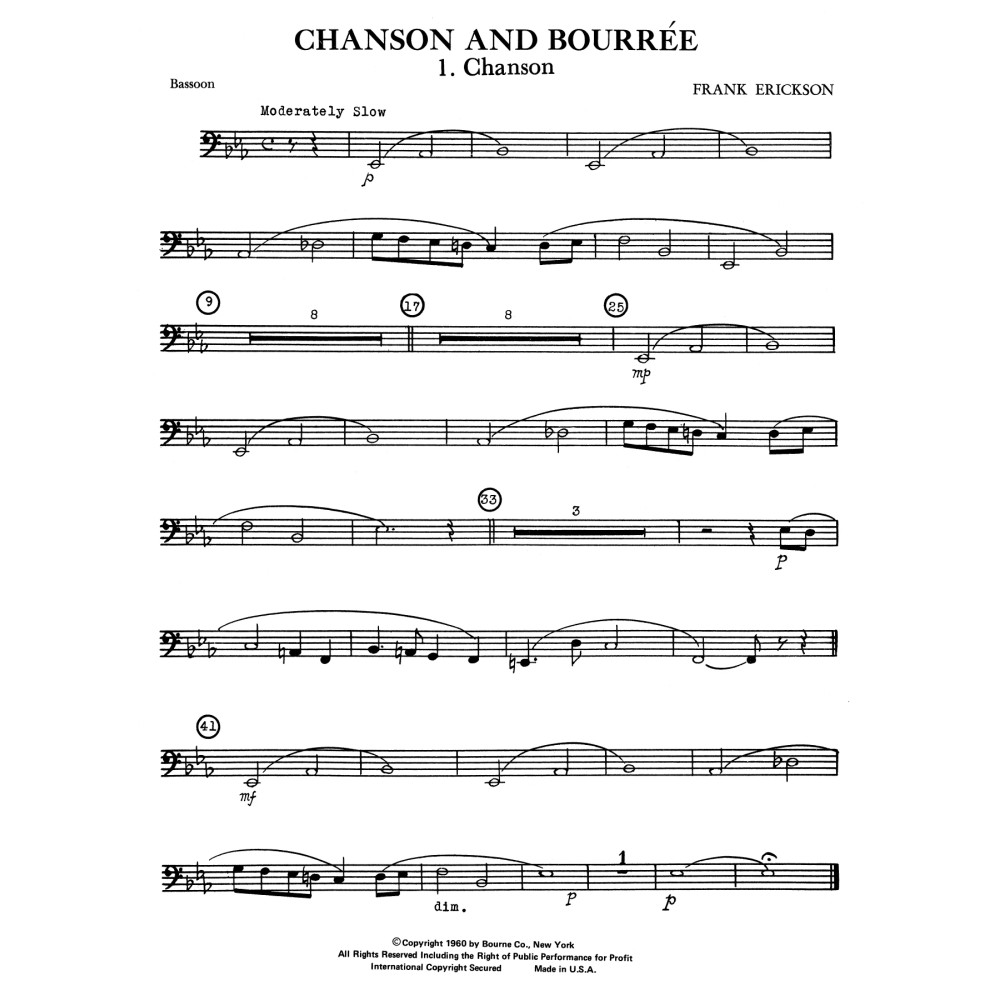Chanson And Bourree - Bassoon