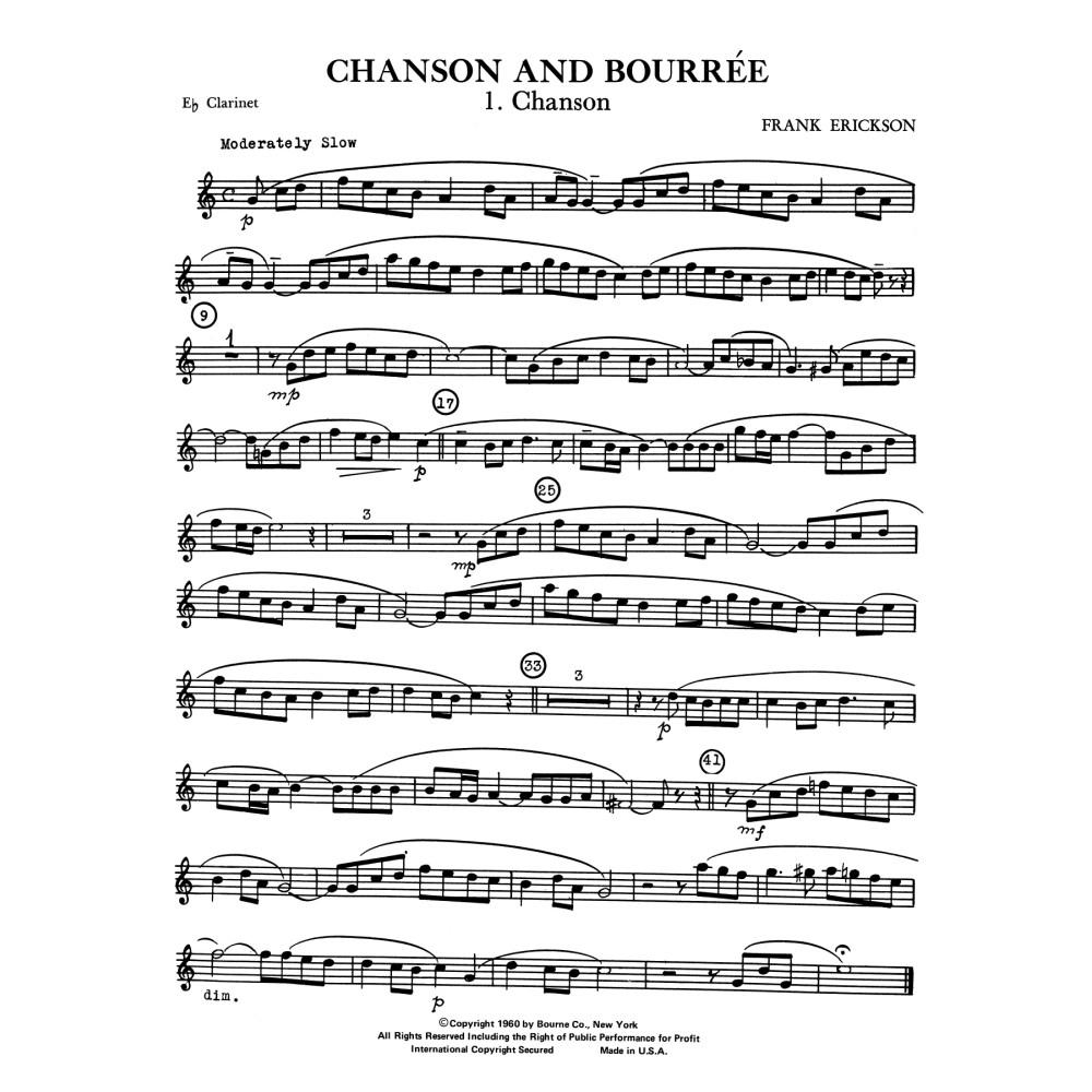 Chanson And Bourree - Eb Clarinet
