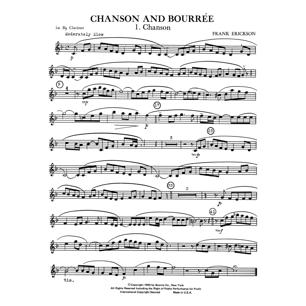 Chanson And Bourree - 1st Bb Clarinet