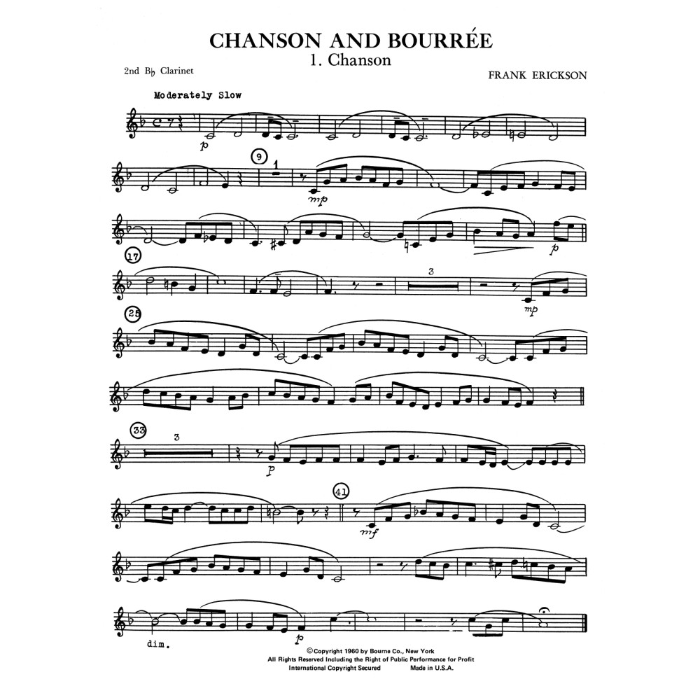 Chanson And Bourree - 2nd Bb Clarinet