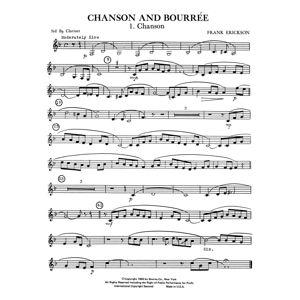 Chanson And Bourree - 3rd Bb Clarinet