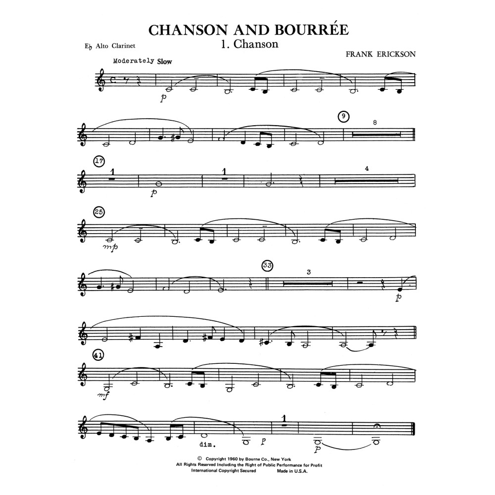 Chanson And Bourree - Eb Alto Clarinet
