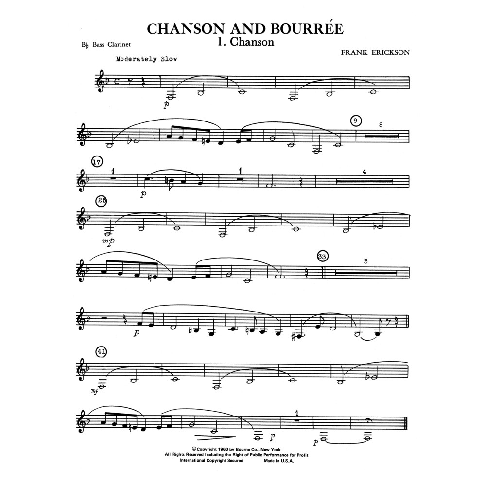 Chanson And Bourree - Bb Bass Clarinet
