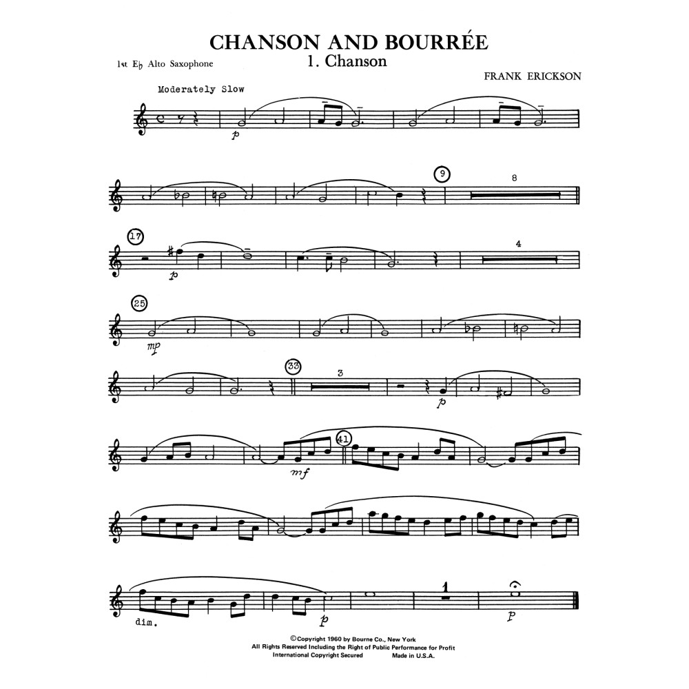 Chanson And Bourree - Eb Alto Sax 1