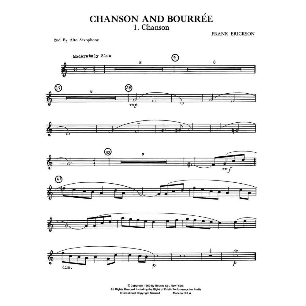 Chanson And Bourree - Eb Alto Sax 2