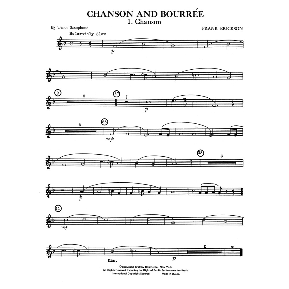 Chanson And Bourree - Bb Tenor Sax