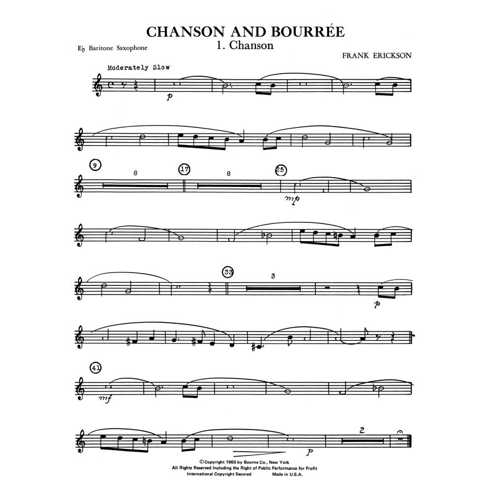 Chanson And Bourree - Eb Baritone Sax