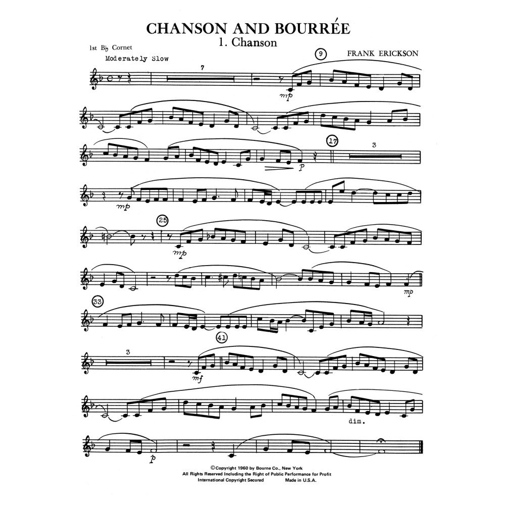 Chanson And Bourree - 1st Bb Cornet